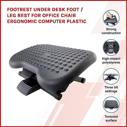 Footrest Under Desk Foot / Leg Rest for Office Chair Ergonomic Computer Plastic.