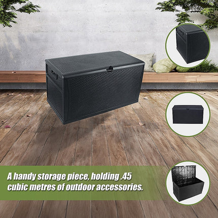 Patio Deck Box Outdoor Storage Plastic Bench Box 450 Litre.