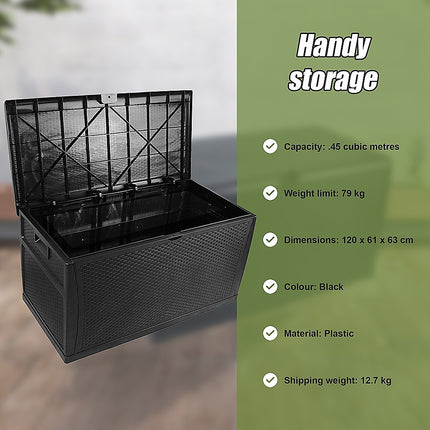 Patio Deck Box Outdoor Storage Plastic Bench Box 450 Litre.