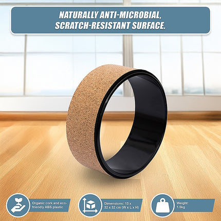 Yoga Pilates Wheel Cork Circle Prop Back Chest Hips Abdomen Stretch Roller.