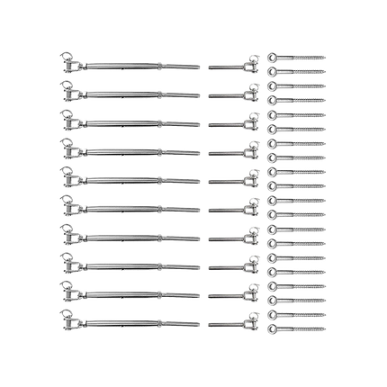 Stainless Steel Wire Rope DIY Balustrade Kit Jaw/Swage Fork Turnbuckle - 10 pack.