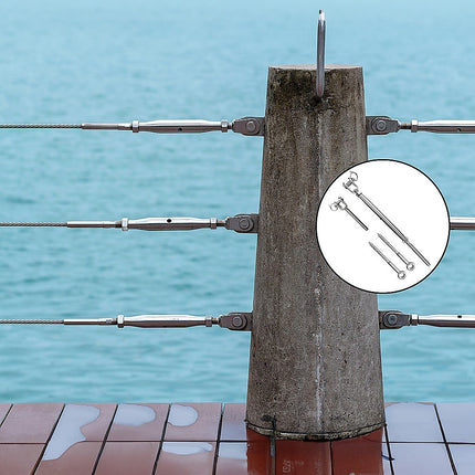 Stainless Steel Wire Rope DIY Balustrade Kit Jaw/Swage Fork Turnbuckle - 10 pack.