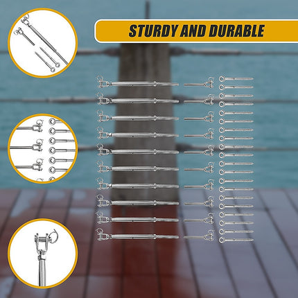Stainless Steel Wire Rope DIY Balustrade Kit Jaw/Swage Fork Turnbuckle - 10 pack.