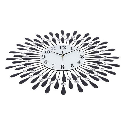 Large Modern 3D Crystal Wall Clock Luxury Art Metal Round Home Decor.