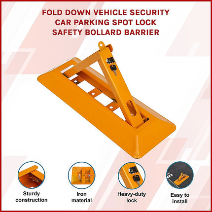 Fold Down Vehicle Security Car Parking Spot Lock Safety Bollard Barrier.