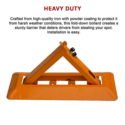 Fold Down Vehicle Security Car Parking Spot Lock Safety Bollard Barrier.