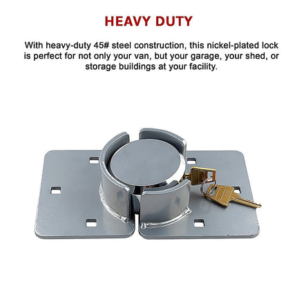 Van Door Lock With Brackets - Heavy Duty Security Vehicle Hasp Padlock.