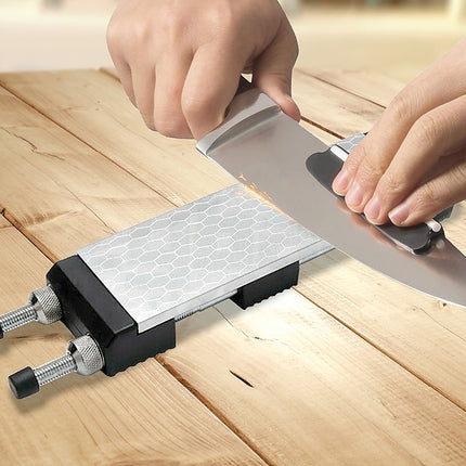 Double-Sided Diamond Knife Sharpeners Sharpening Stone W/ Stone Holder.