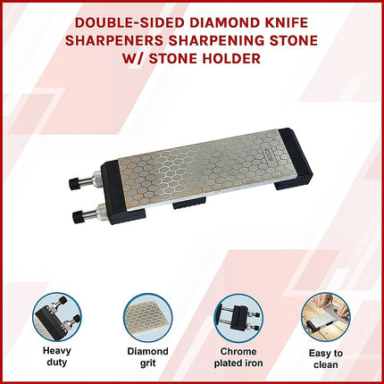 Double-Sided Diamond Knife Sharpeners Sharpening Stone W/ Stone Holder.