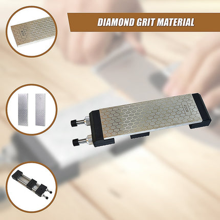 Double-Sided Diamond Knife Sharpeners Sharpening Stone W/ Stone Holder.