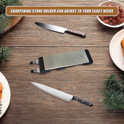 Double-Sided Diamond Knife Sharpeners Sharpening Stone W/ Stone Holder.