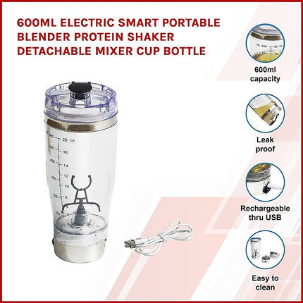 600ml Electric Smart Portable Blender Protein Shaker Bottle Cup.