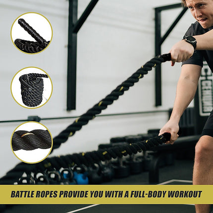 Battle Rope Dia 3.8cm x 9M length Poly Exercise Workout Strength Training.