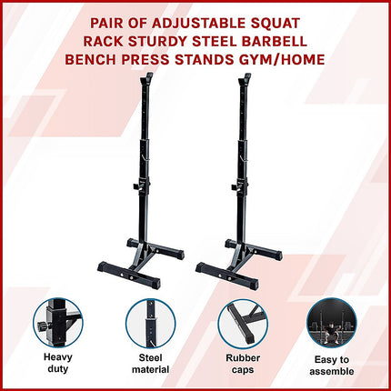 Adjustable Squat Rack Pair Steel Barbell Bench Press Stands Gym Home.