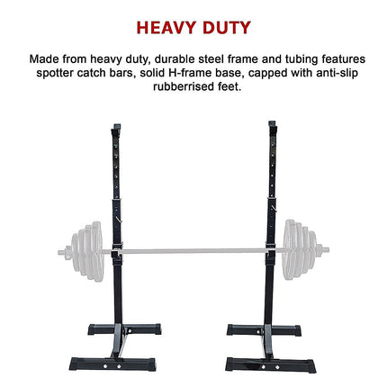 Adjustable Squat Rack Pair Steel Barbell Bench Press Stands Gym Home.