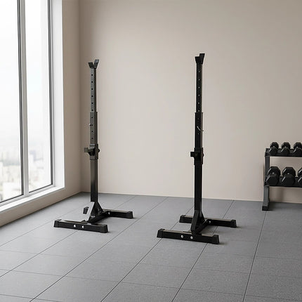 Adjustable Squat Rack Pair Steel Barbell Bench Press Stands Gym Home.