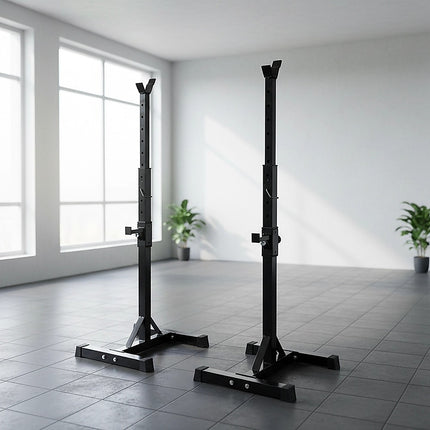 Adjustable Squat Rack Pair Steel Barbell Bench Press Stands Gym Home.