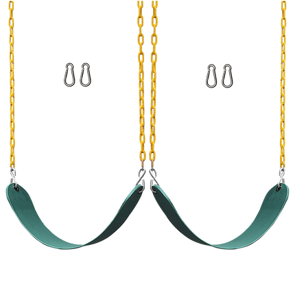 2 Pack Heavy Duty Playground Swing Seats with 66 Inch Plastic Coated Chains for Outdoor Backyard Play.