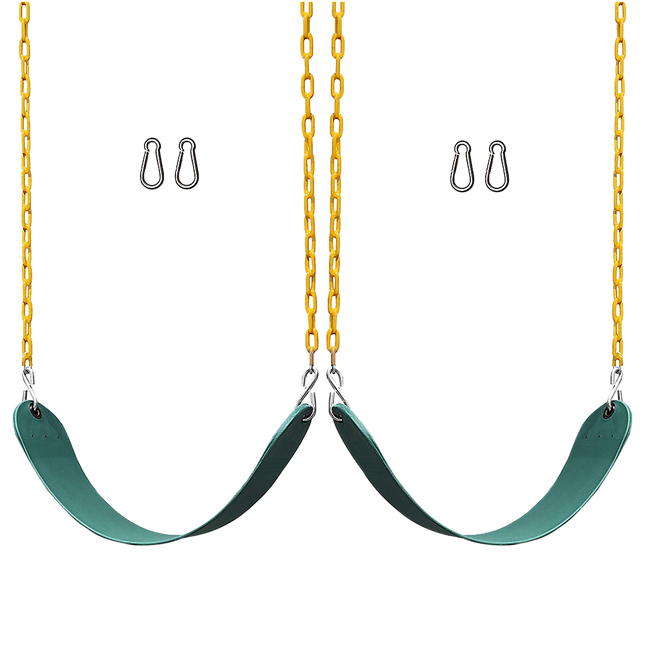 2 Pack Heavy Duty Playground Swing Seats with 66 Inch Plastic Coated Chains for Outdoor Backyard Play.
