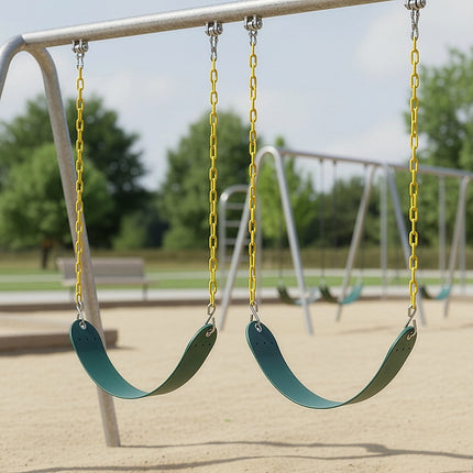 2 Pack Heavy Duty Playground Swing Seats with 66 Inch Plastic Coated Chains for Outdoor Backyard Play.