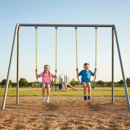 2 Pack Heavy Duty Playground Swing Seats with 66 Inch Plastic Coated Chains for Outdoor Backyard Play.