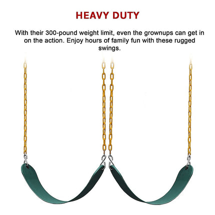 2 Pack Heavy Duty Playground Swing Seats with 66 Inch Plastic Coated Chains for Outdoor Backyard Play.