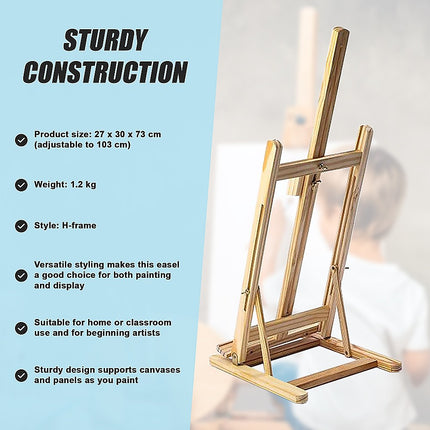 Tabletop Easel Wood Studio H-Frame Artist Art Display Painting Shop Tripod Stand Wedding.