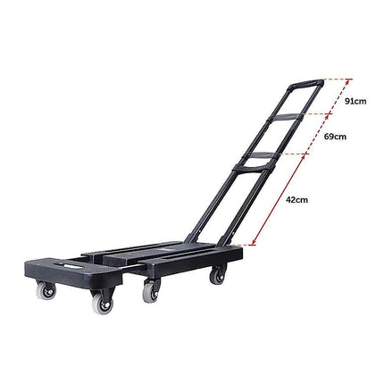 Foldable Hand Flatbed Trolley Cart 6 x 360 Degree Rotating Wheels with Maximum Load 200Kg.