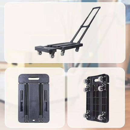 Foldable Hand Flatbed Trolley Cart 6 x 360 Degree Rotating Wheels with Maximum Load 200Kg.