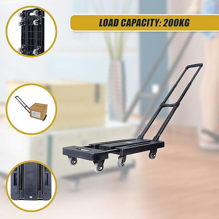 Foldable Hand Flatbed Trolley Cart 6 x 360 Degree Rotating Wheels with Maximum Load 200Kg.