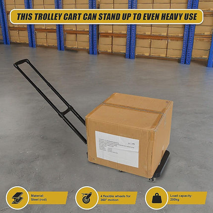 Foldable Hand Flatbed Trolley Cart 6 x 360 Degree Rotating Wheels with Maximum Load 200Kg.