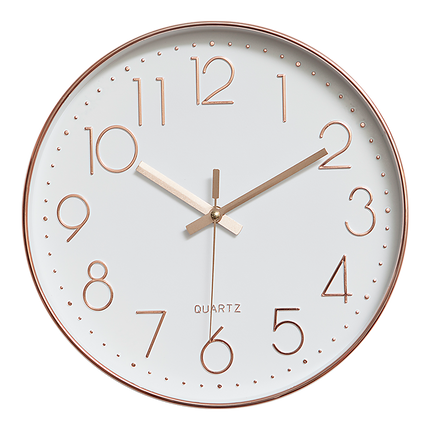 Modern Rose Gold Wall Clock – Silent Non-Ticking Quartz Battery Operated Design.