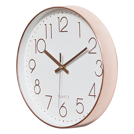 Modern Rose Gold Wall Clock – Silent Non-Ticking Quartz Battery Operated Design.