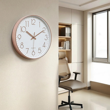 Modern Rose Gold Wall Clock – Silent Non-Ticking Quartz Battery Operated Design.