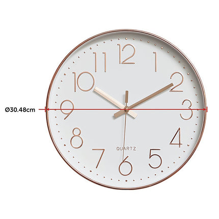 Modern Rose Gold Wall Clock – Silent Non-Ticking Quartz Battery Operated Design.
