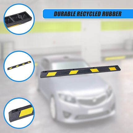 180cm Heavy Duty Rubber Curb Parking Guide Wheel Driveway Stopper Reflective Yellow.