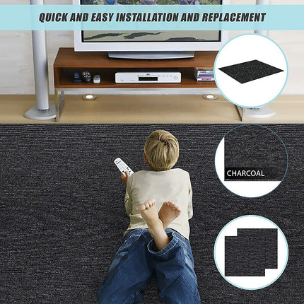 5m2 Box of Premium Carpet Tiles Commercial Domestic Office Heavy Use Flooring Charcoal.