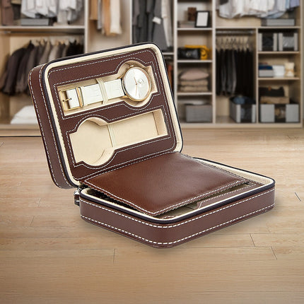 4 Watch Box Display Travel Case PU Leather.