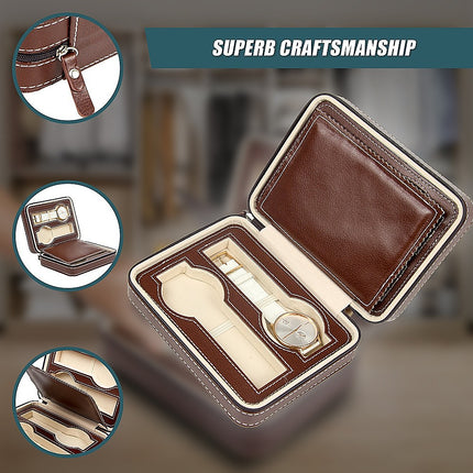 4 Watch Box Display Travel Case PU Leather.