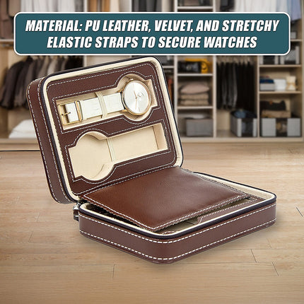 4 Watch Box Display Travel Case PU Leather.