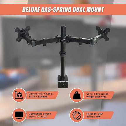 Dual LCD Monitor Desk Mount Stand Adjustable Fits 2 Screens Up To 27".