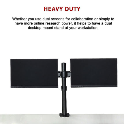 Dual LCD Monitor Desk Mount Stand Adjustable Fits 2 Screens Up To 27".
