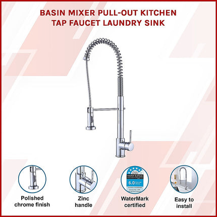 Basin Mixer Pull-Out Kitchen Tap Faucet Laundry Sink.