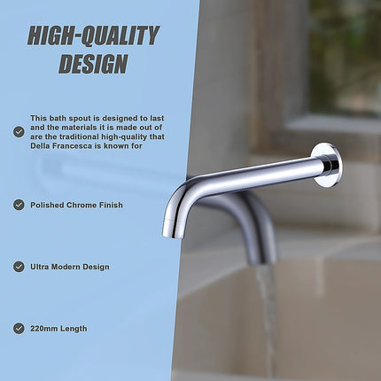 220mm Bath Spout in Polished Chrome Finish.
