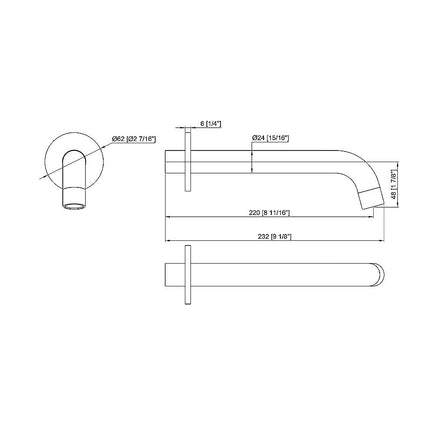 220mm Bath Spout in Polished Chrome Finish.