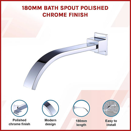180mm Bath Spout Polished Chrome Finish.