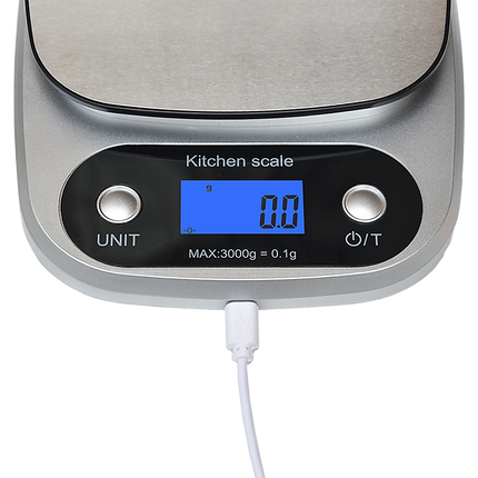 0.1g Digital Kitchen Scale 3kg Rechargeable High Precision Food.