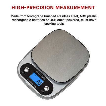 0.1g Digital Kitchen Scale 3kg Rechargeable High Precision Food.
