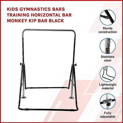 Kids Gymnastics Bars Training Horizontal Bar Monkey Kip Bar Black.