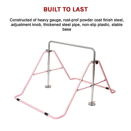 Kids Gymnastics Bars Training Horizontal Bar Monkey Kip Bar Pink.